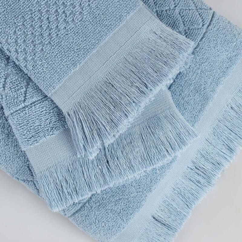 Superior Rolla Cotton Geometric Jacquard Plush Soft Hand Towel Set of 6
