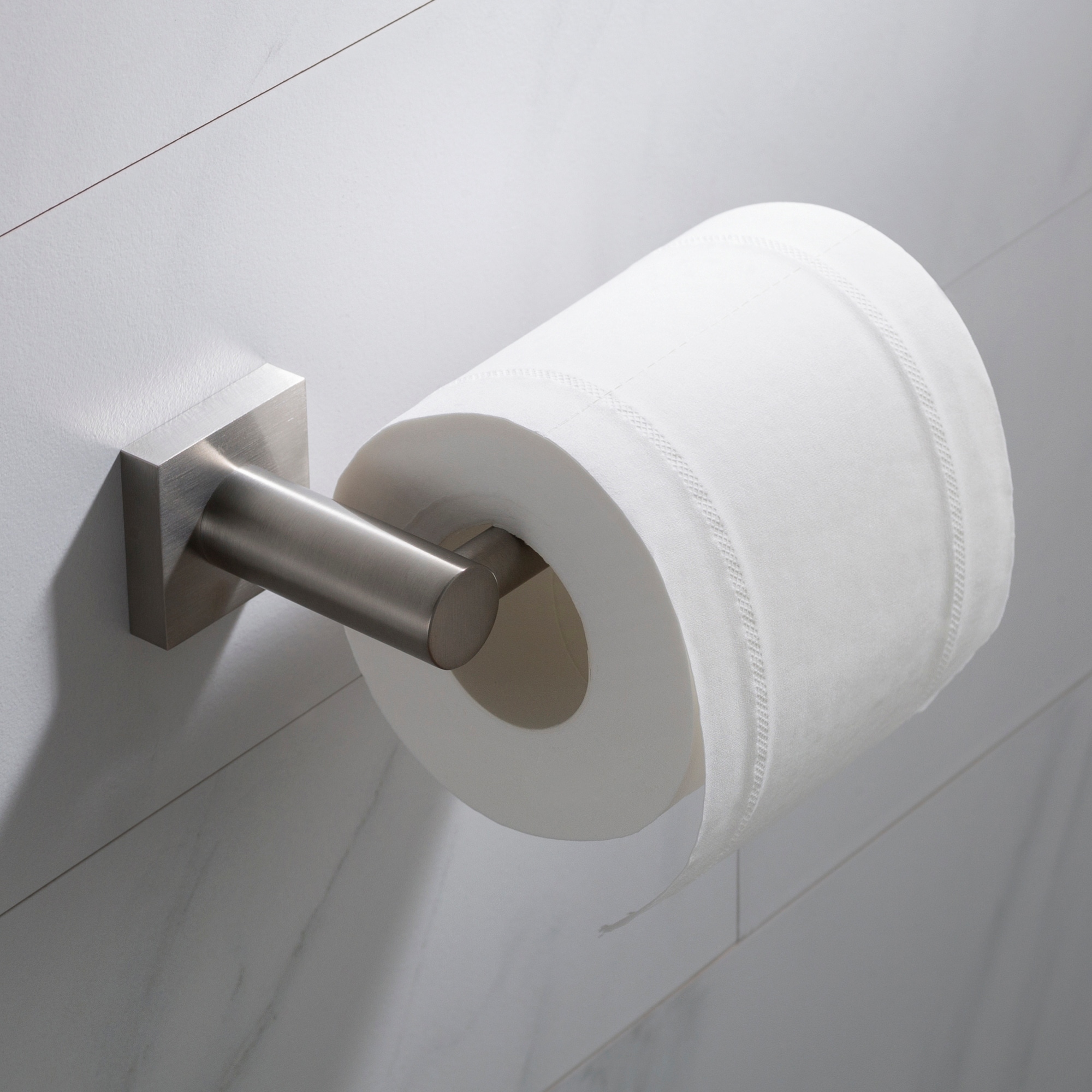 brushed chrome toilet roll holder