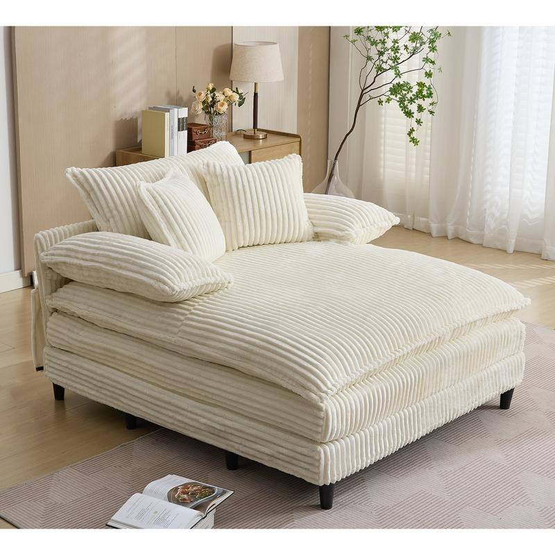 54.75" W Oversized Chaise Lounge Chair,Fluffy cushioned sofa bed