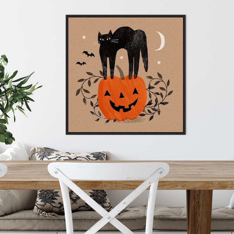 Amanti Art Halloween Cat I Framed Canvas Wall Art