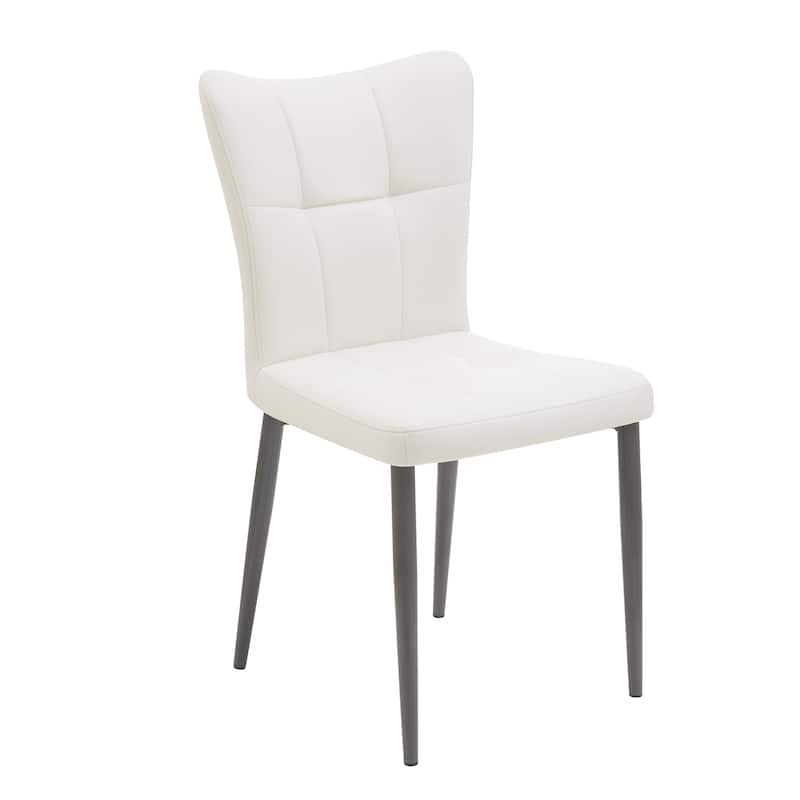 Set Of 2 High-Back Dining Chairs With Ergonomic Design: Wrought Iron Frame, Leather Seat, And High-Rebound Sponge Cushions