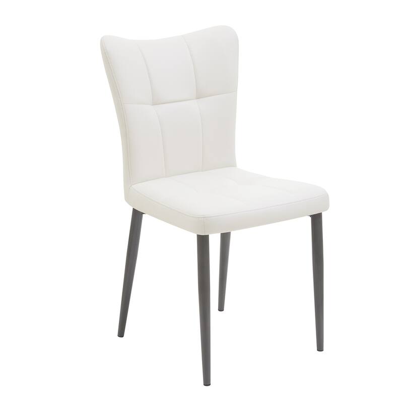 Set of 2 Side Chair Vanity Chair Office Chair Black White Leather Upholstered Dining Chair with Iron Legs