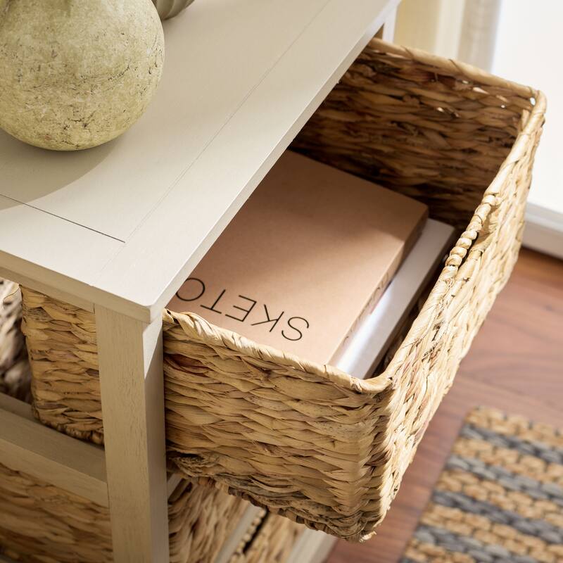 SAFAVIEH Evaline Distressed Black 3 Wicker Basket Storage Unit - 17.3" x 13.4" x 29.5" - 17"W x 13"D x 30"H