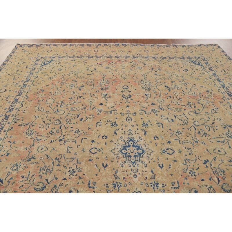 Hand Knotted Oriental 100% Wool Carpet Traditional Floral Pink Kashan Area Rug - 11' 11'' X 10' 1''