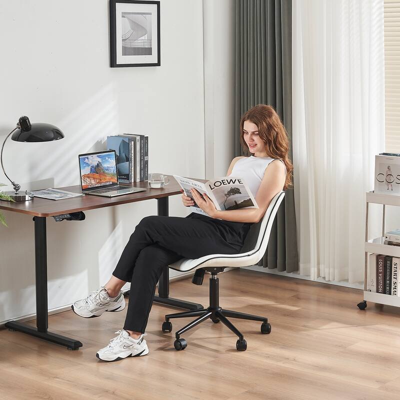 Armless Office Chair Swivel Home Office Desk Chairs with Wheels