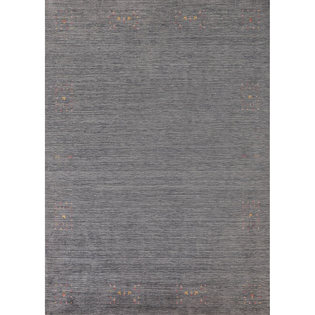 Striped Gabbeh Oriental Area Rug Wool Carpet - 8'9"x 11'6"