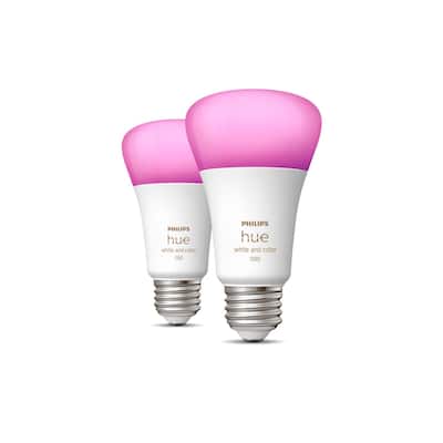 Philips Hue White and Color Ambiance A19 Bluetooth 75W Smart LED Bulbs (2-pack), White