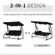 preview thumbnail 12 of 24, Outsunny 3 Seat Outdoor Free Standing Covered Swing Bench with Comfortable Cushioned Fabric & Included Canopy