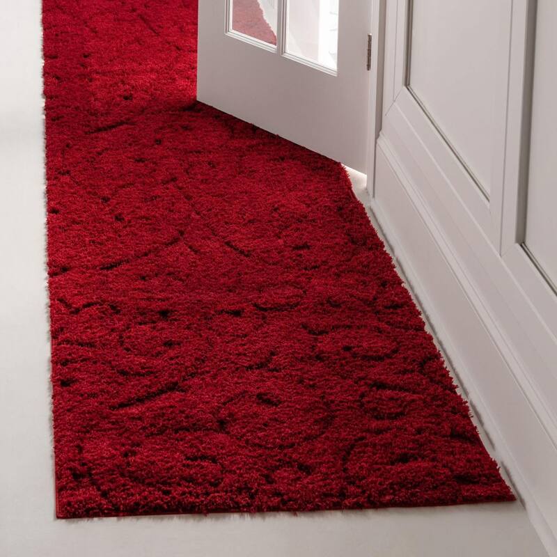 Shag Milson Collection Area Rug - 2'7"x12' - Red