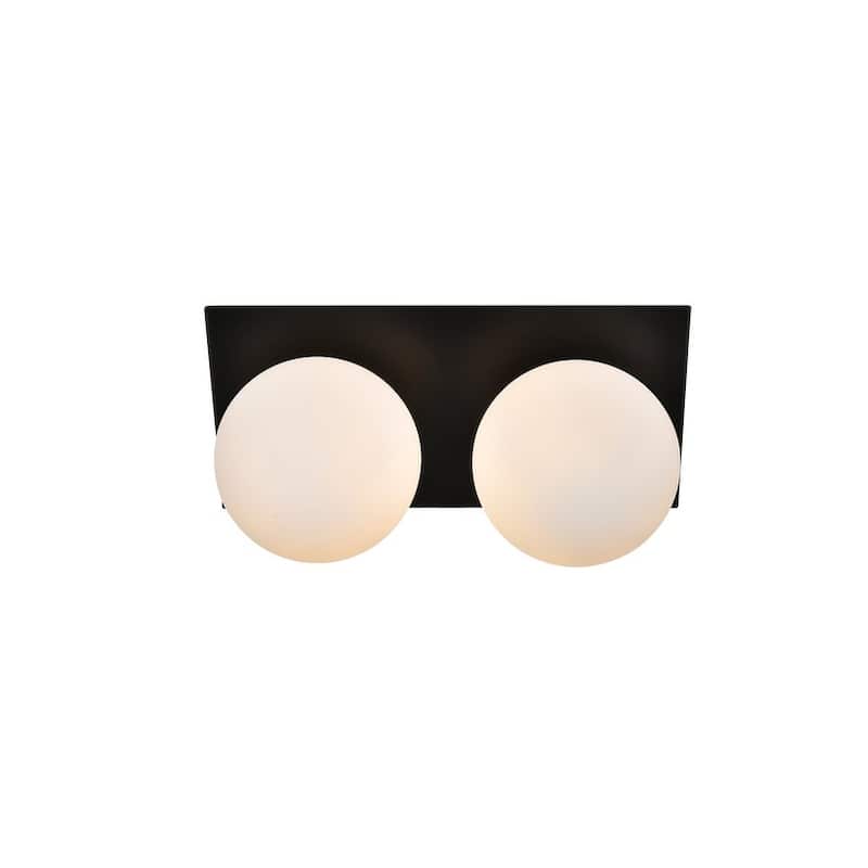 Jinzo 1 Light Black and Frosted White Bath Sconce - Black - 14