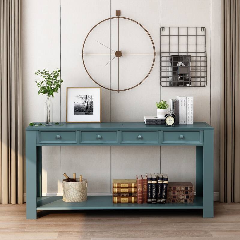 Modern Console Table/Sofa Table with Storage Drawers and Bottom Shelf for Entryway Hallway