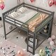 preview thumbnail 10 of 16, Full Size Loft Bed With 8 Open Storage Shelves Snd Built-in Ladder for Home Grey
