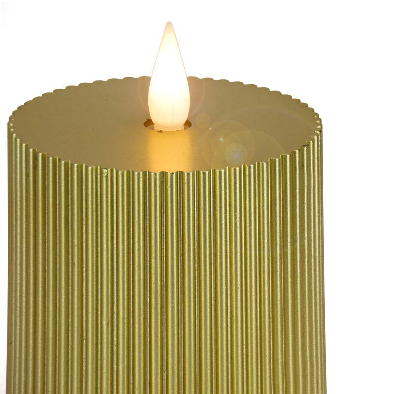 HGTV Home Collection Georgetown Real Motion Flameless Candle With Remote, Gold with Warm White LED Lights, Battery Powered, 7 in