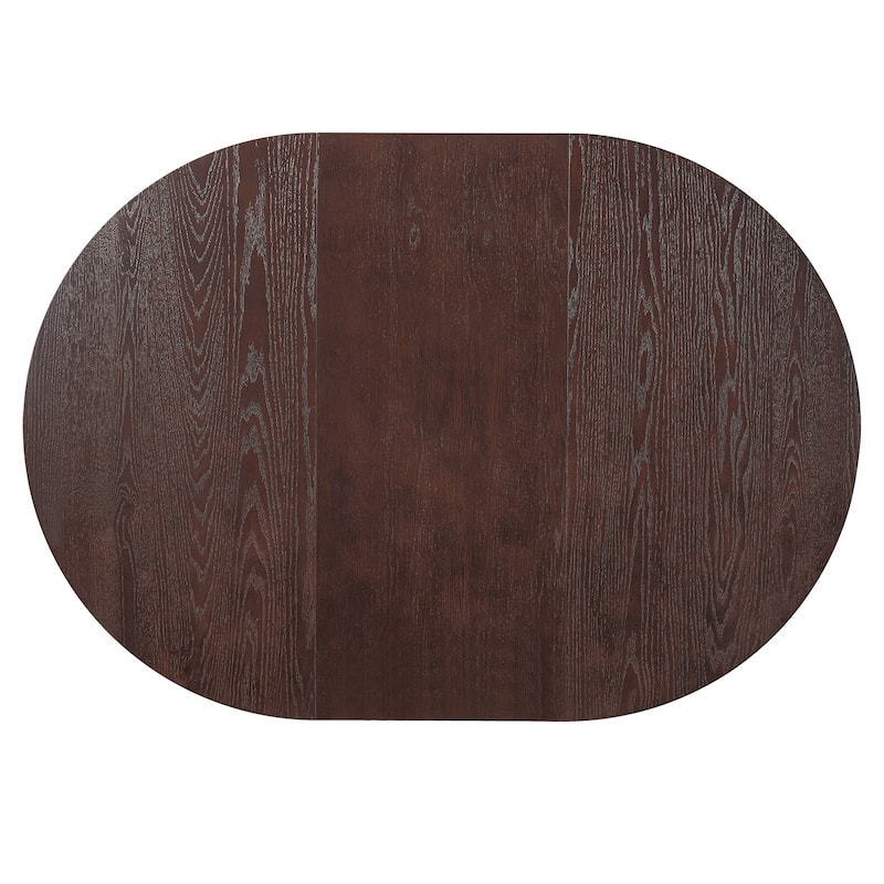 5-Piece Farmhouse Extendable Round Dining Table Set with 18" Removable Leaf and 4 Upholstered Chairs for Small Spaces