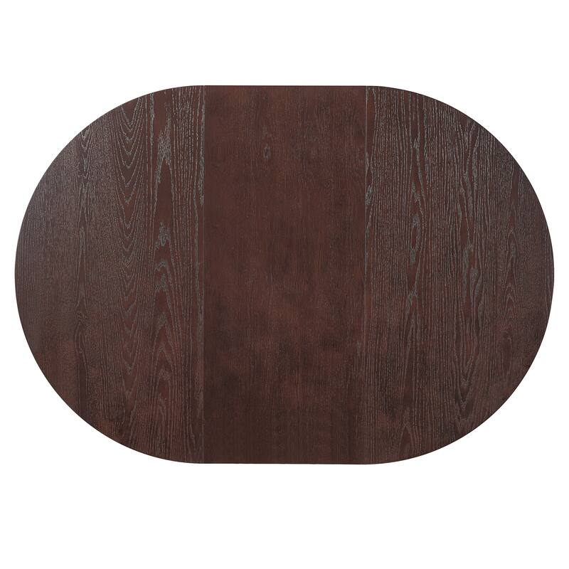 Farmhouse Round Extendable Dining Table Set for 4: 5-Piece Kitchen Table with Removable Leaf & 4 Upholstered Chairs