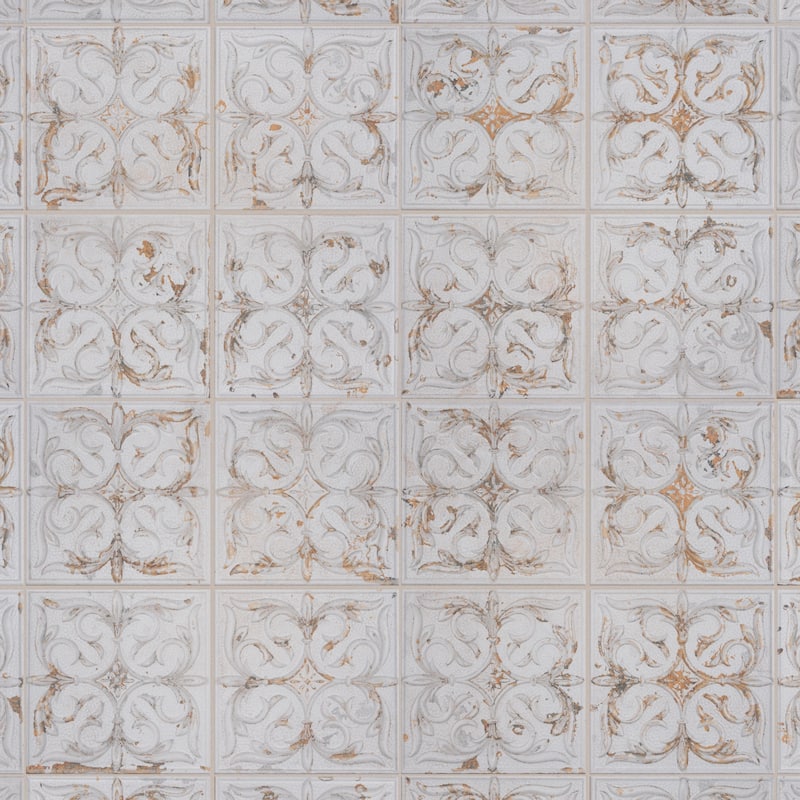 Merola Tile Antigua Lis White 13" x 13" Porcelain Wall Tile