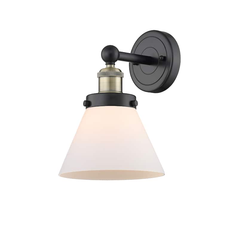 Innovations Lighting 616-1W-12-8 Cone Sconce Cone 12" Tall Wall Sconce - Black Antique Brass / Matte White