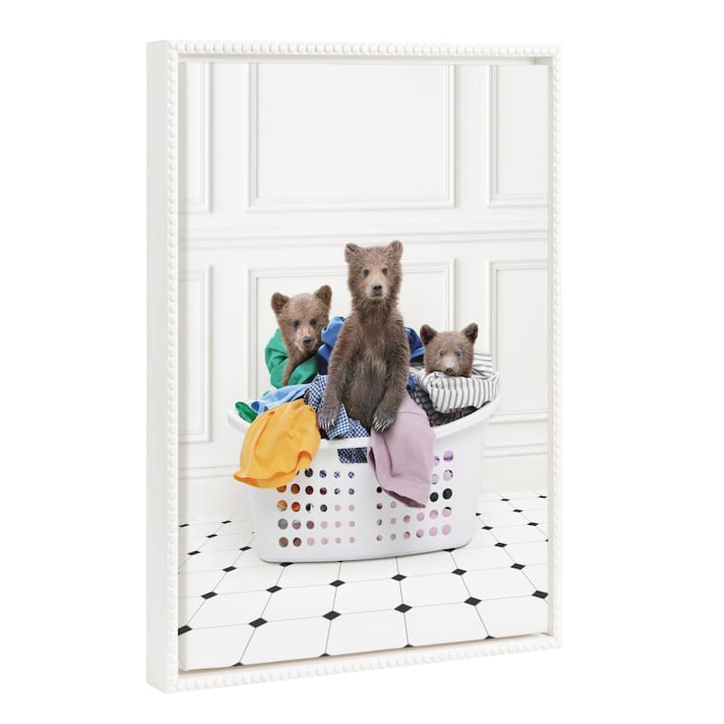 Kate and Laurel Sylvie Beaded 3 Bears Framed Canvas by Amy Peterson - 18x24