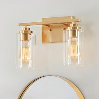 KAWOTI 2-Light Dimmable Bathroom Vanity Light with Clear Glass Shade