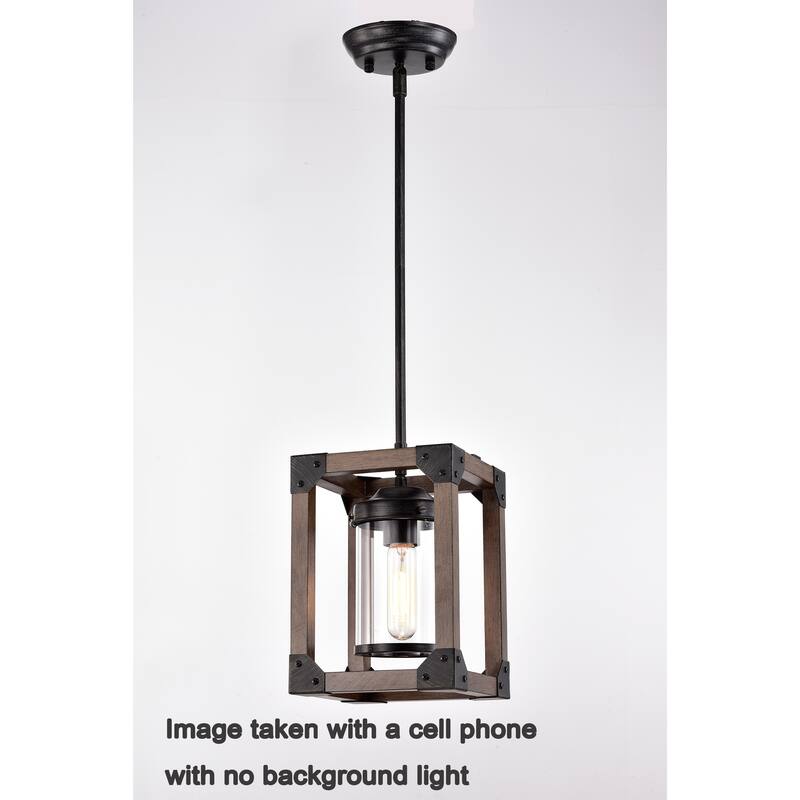 Daniela Antique Black Wooden Cage Pendant Chandelier