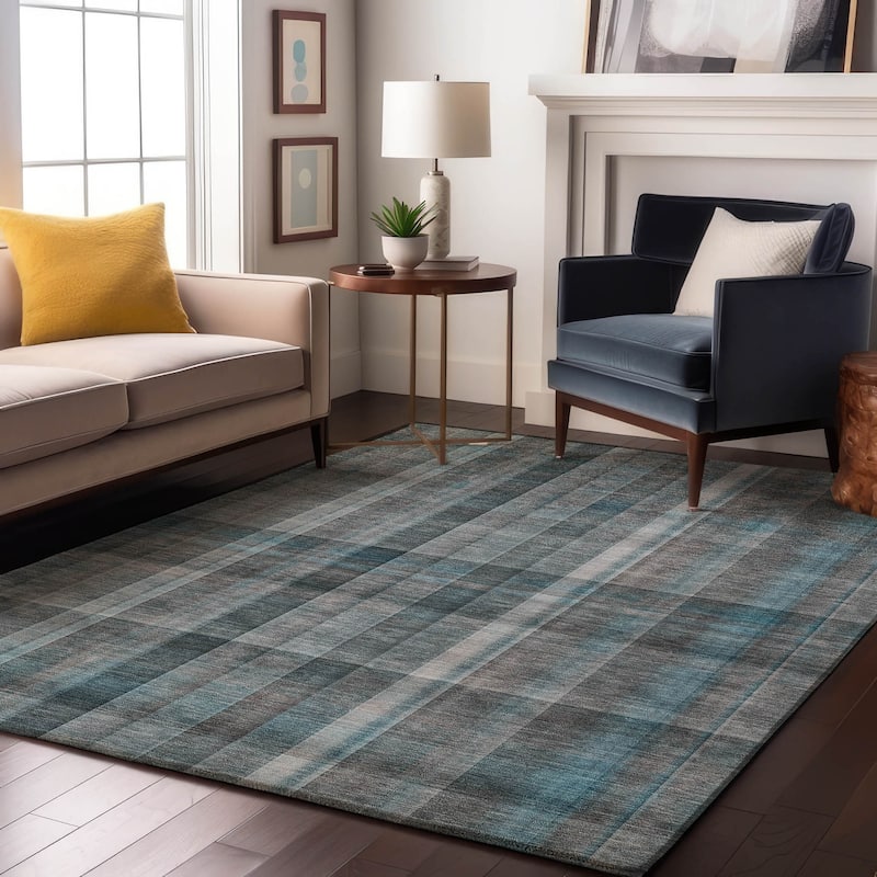 Premium Washable Super Soft Plaid Mayfield Rug - Teal - 5' x 7' 6" - Rectangle