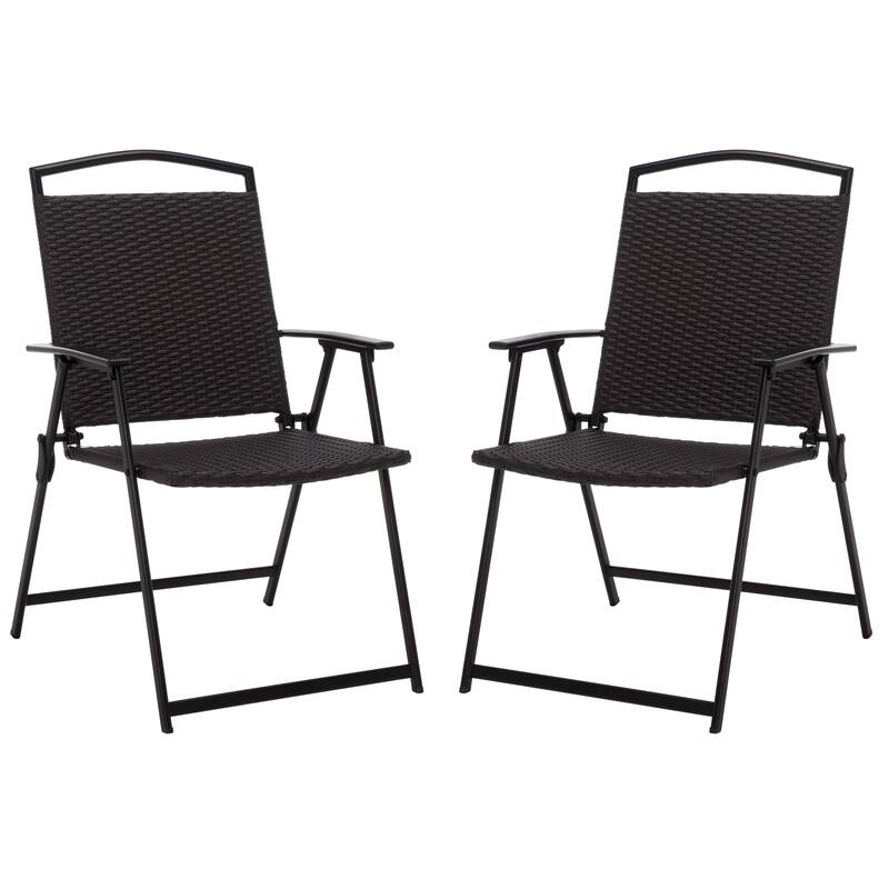 SAFAVIEH Outdoor Living Dory Folding Chair (Set of 2) - 25"W x 23"D x 36"H - Black/Black