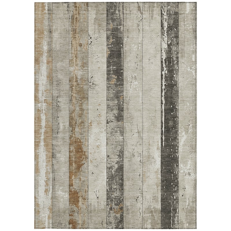 HomeRoots Striped Transitional Rectangle Outdoor Rug