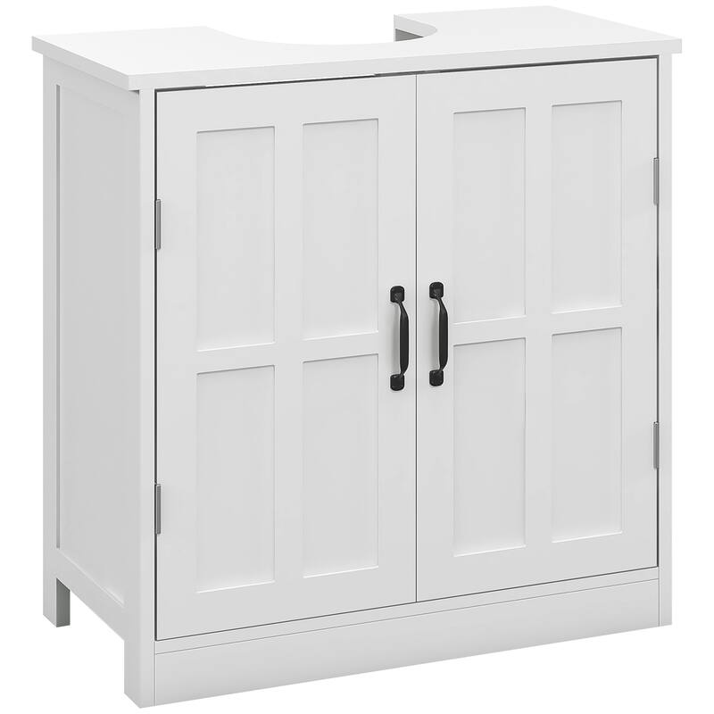 Bathroom Sink Cabinet, Pedestal Sink Cabinet with Adjustable Shelf, White - White