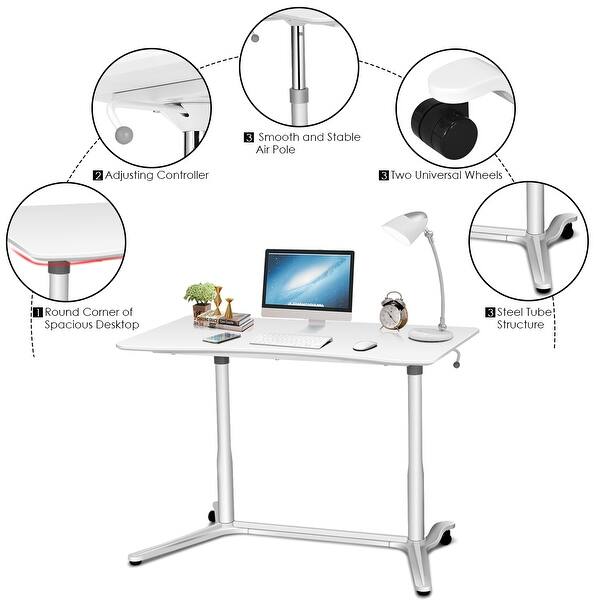 Shop Costway Height Adjustable Sit To Stand Computer Desk Mobile
