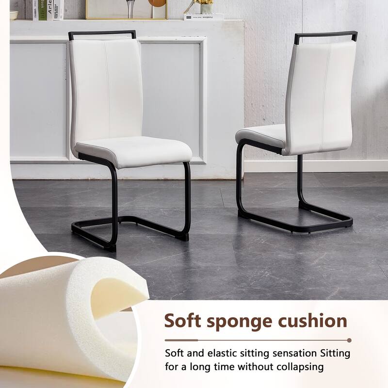 Set of 5 Piece Dining Table and Chair Set MDF Top with Glass Insert PU Seats Arched Metal Legs