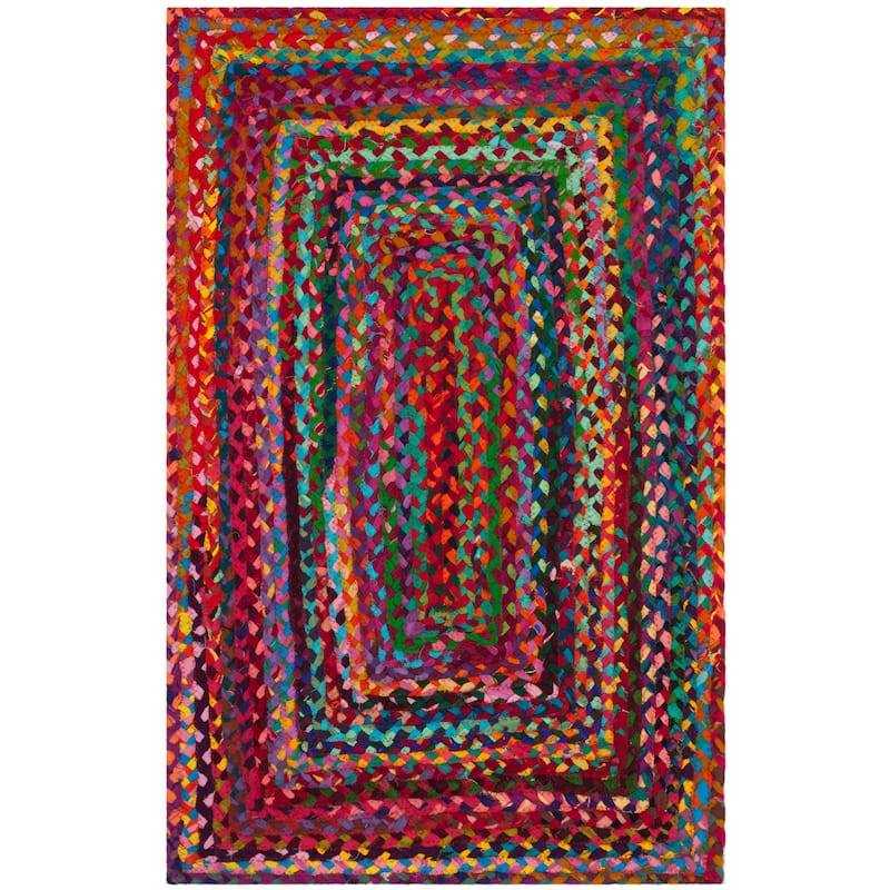 SAFAVIEH Georgine Handmade Nanny Braided Bohemian Cotton Rug - 2' x 3' - Red/Multi