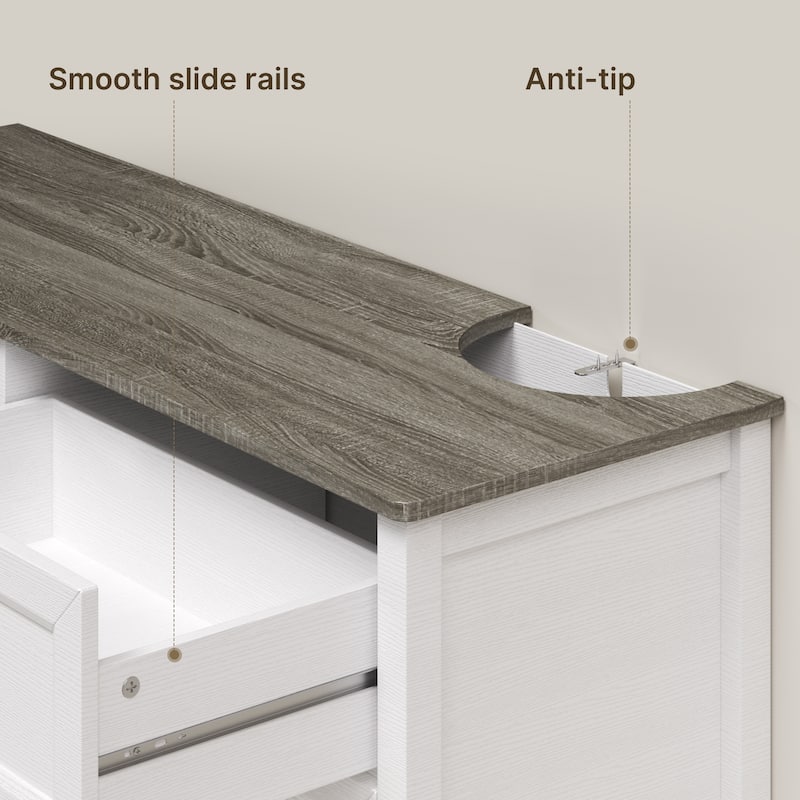 43.3" W 6 Drawer Dresser, Wood Storage Closet Dressers Chest of Drawers for Bedroom