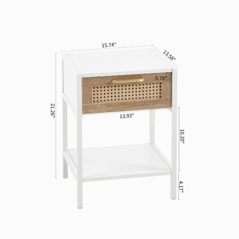 1-Piece or 2-Piece 15.74" Rattan Side Table with Drawer
