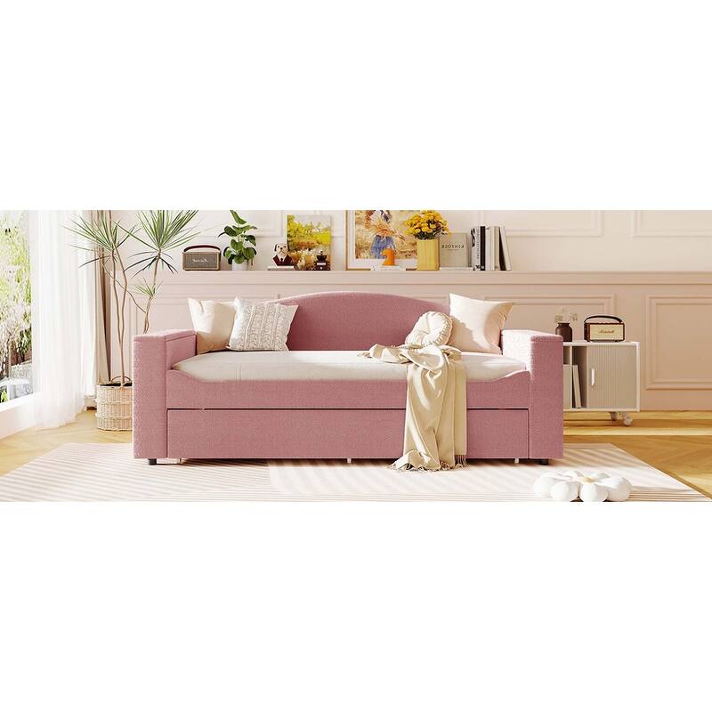 Daybed with Storage Armrests, Trundle & Latest Integrated Bluetooth Audio System