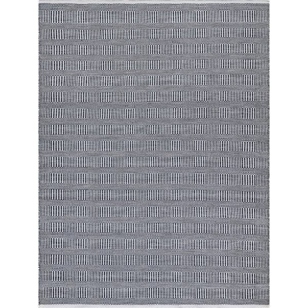 EXQUISITE RUGS Naples Indoor/Outdoor Flatweave PET yarn Ivory/Black ...