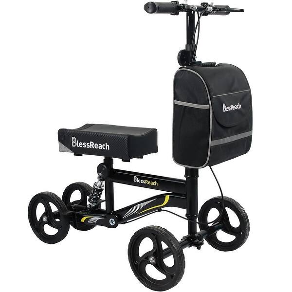 slide 2 of 7, Black Economy Foldable Knee Scooter, for Foot Injuries Adult Best Crutches Alternative