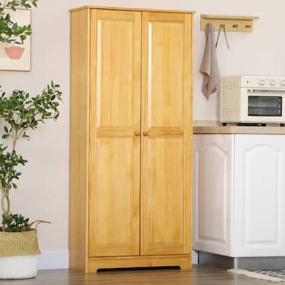 HOMCOM 67" Pinewood Kitchen Pantry Storage Cabinet