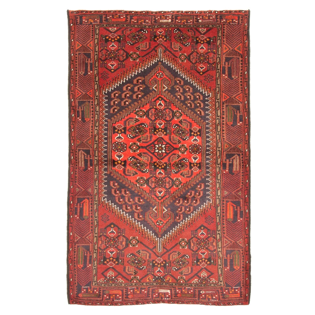 ECARPETGALLERY Hand-knotted Andelz Red Wool Rug - 4'2 x 6'11