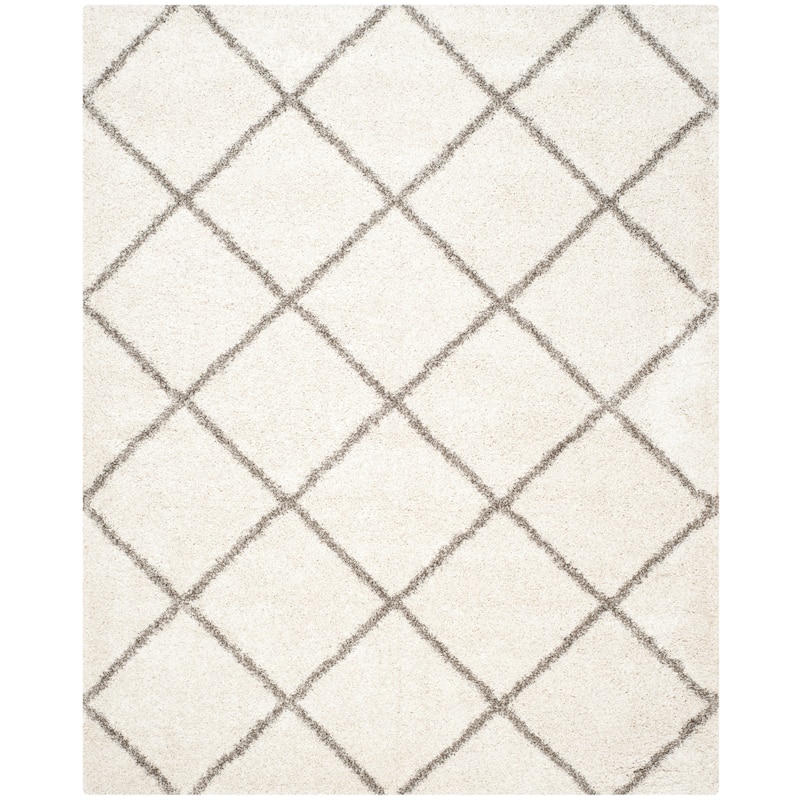 SAFAVIEH Hudson Shag Estella Diamond Trellis 2-inch Thick Rug - 11' x 15' - Ivory/Grey