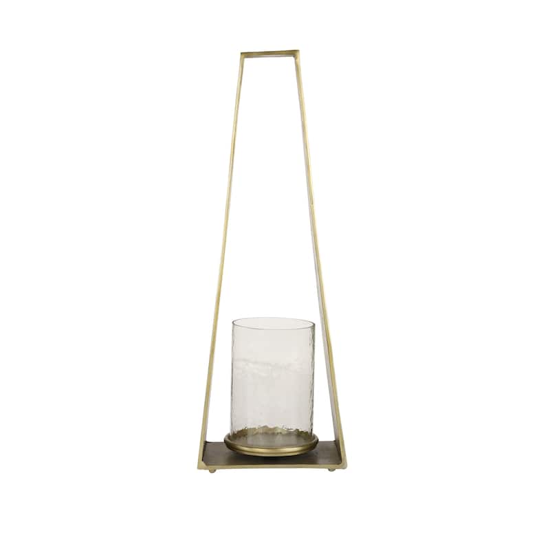 8" x 24" Large Gold Candle Holder With Hurricane Glass - 9 x 5 x 24