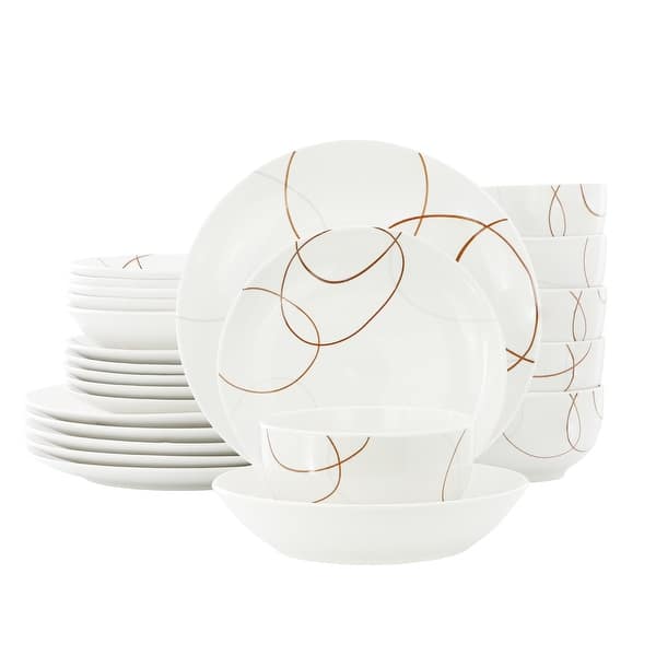 slide 2 of 9, Elama Sydney 24 Piece Porcelain Double Bowl Dinnerware Set, Service for 6