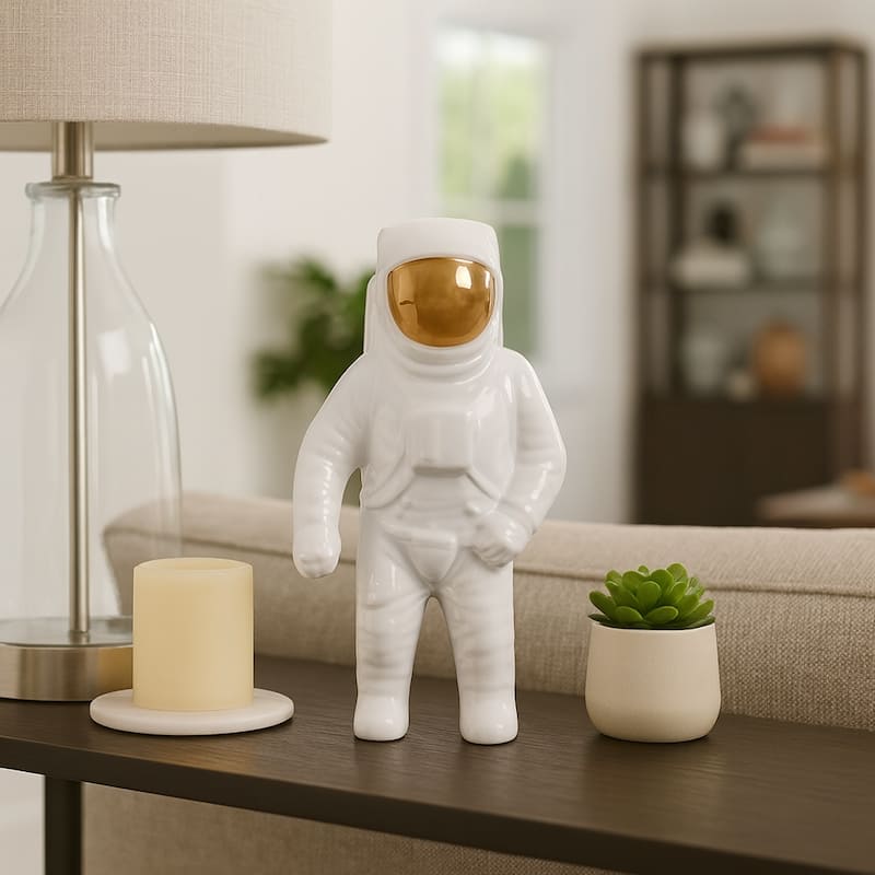 Modern Ceramic Astronaut Figurine Statue - 11" - 11.0" - White