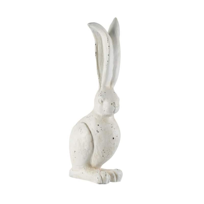 18.5" Cream White Distressed Vintage Style Small Rabbit Figurine
