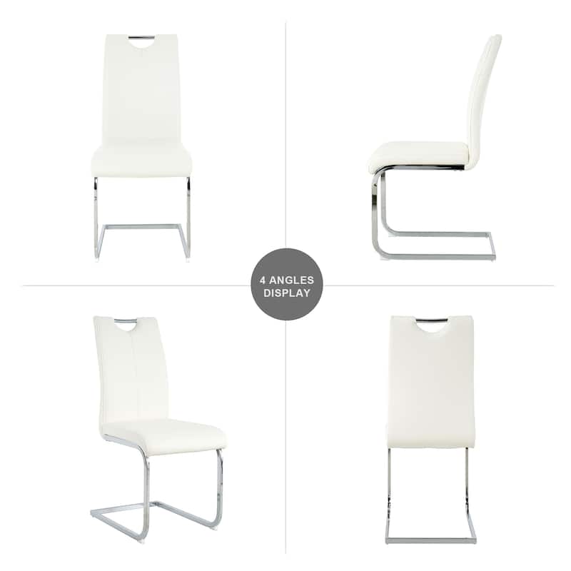 Set of 2 Modern Faux Leather Dining Chairs with Metal Legs