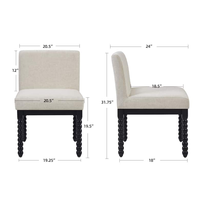 Vintage 20.5"W Upholstered Dining Chairs with Gourd-Shaped Wood Frame
