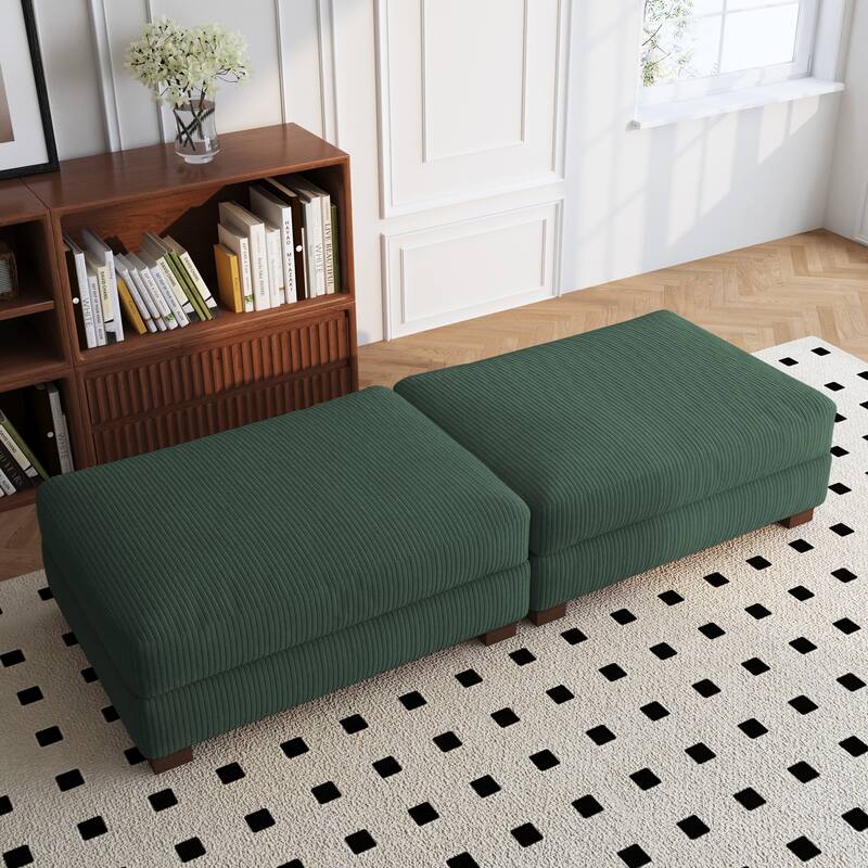 Modern Rectangular Ottoman Foot Rest Stool for Couch - Hunter Green