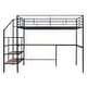 preview thumbnail 5 of 11, Full Size Metal Loft Bed with Desk and Lateral Storage Ladder, Black