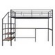 preview thumbnail 4 of 16, Metal Kids Loft Bed Frame, Under Bed with Desk and Storage Shelves, Lateral Storage Ladder & Slatted Guardrails