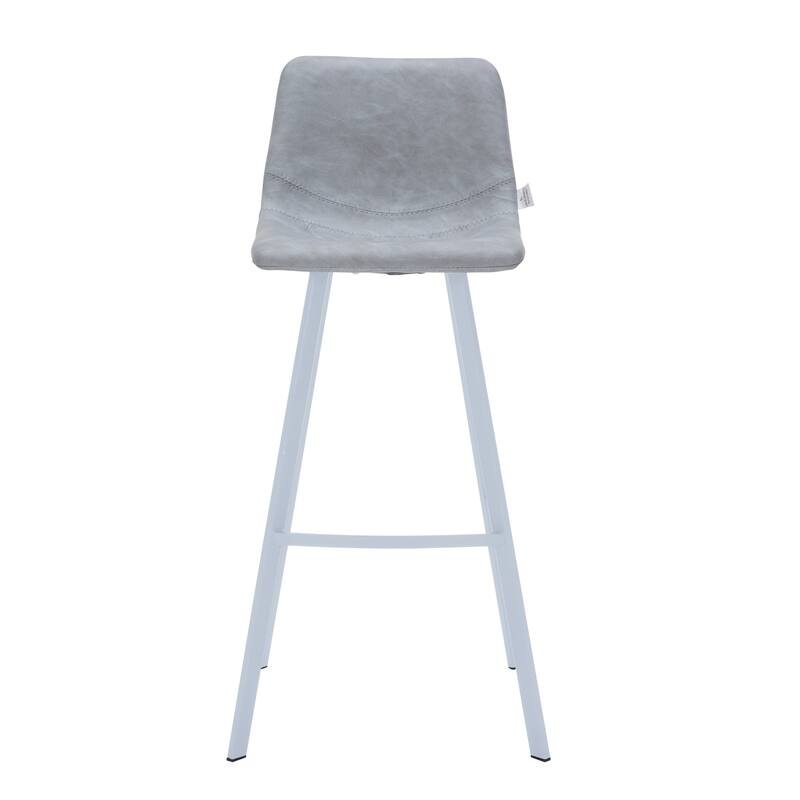 Leather 41" Counter Height Bar Stool with Stainless Steel Legs and Footrest