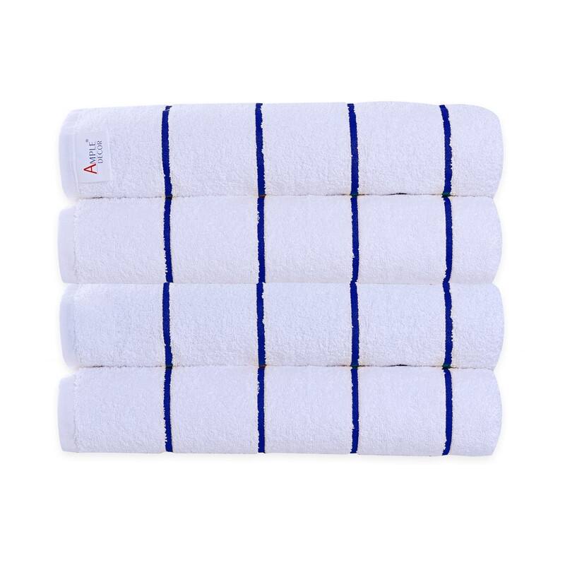 Superior Cotton Beach Towel Cabana Striped by Ample Decor- Pack of 4 - 30" x 68"